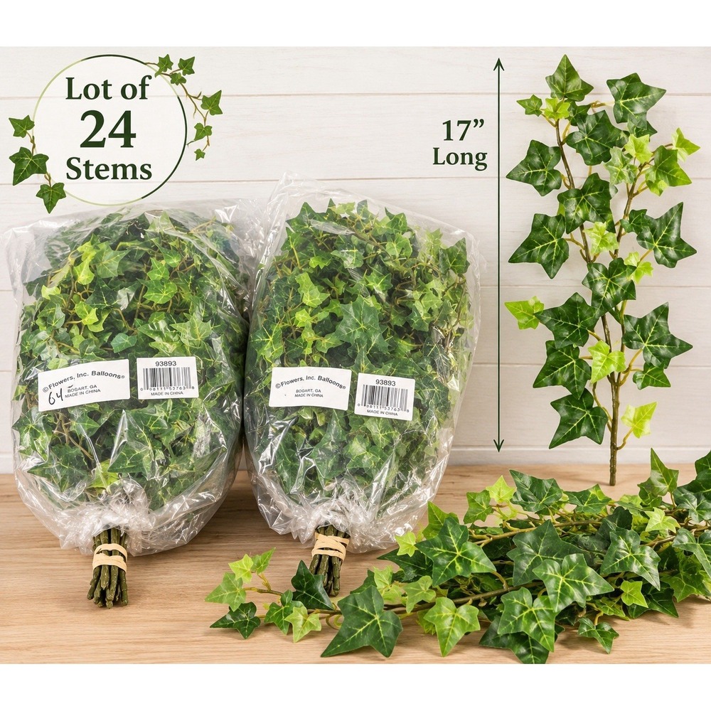 Artificial English Ivy Stems 17" Green Faux Greenery Flowers Inc Lot of 24 NEW